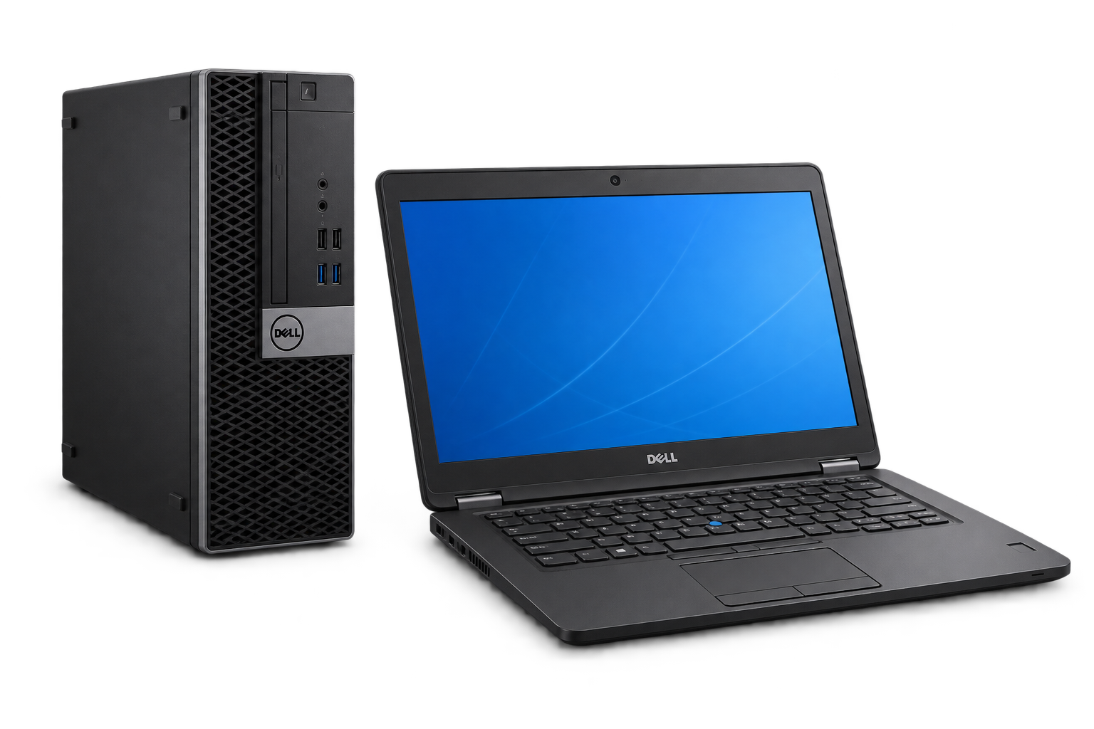 Business desktop tower and laptop representative of the trade-in range